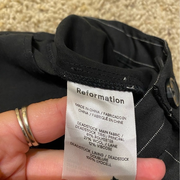 Reformation Black Pinstripe Trousers - Picture 10 of 13